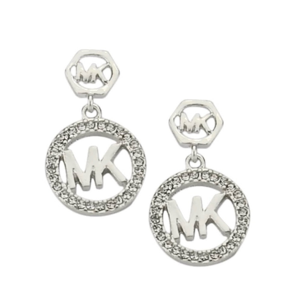 Michael Kors premium statement Silver MK Circle Earrings